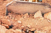Abbau von Feldspat ein Rohstoff für Porzellanherstellung.