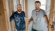 Keith Bynum (L)  and Evan Thomas (R) pose during renovation, as seen on HGTV's Bargain Block.