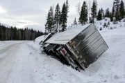 Overhalla, Norway - Picture of the big truck in the ditch.