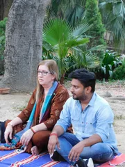 Jenny and Sumit at a picnic with friends in India.