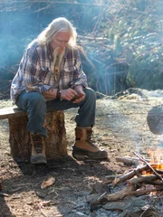 Billy Brown at the family campfire.