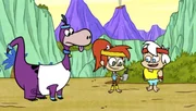 L-R; Dino, Pebbles und Bamm-Bamm