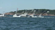 Wicked Tuna Fleet of Four heading out to sea (left to right): Fat Tuna, Hard Merchandise, FV-Tuna.Com, Moonshine, and Time Flies. (PFTV/Russell Kaiton)