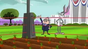 Der Vizepräsident zeigt Bugs Bunny den exklusiven "Möhren-Garten". Klar, dass Bugs Bunny da das Wasser im Mund zusammenläuft.