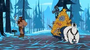 Ein gefährlicher Barbar kommt, mitsamt seinem Eisbären und seiner Beute, bei Bugs Bunny vorbei.