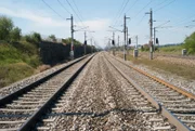 Railroad Tracks in the Field, the Westbahn or Western Railway in Lower Austria