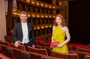 Startenor Jonas Kaufmann beim Interview mit ORF-Kulturmoderatorin Teresa Vogl.
