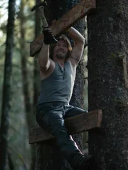 Bear Brown is building a ladder so he can enter his old Treehouse home in Browntown.