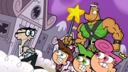 L-R: Mr. Crocker, Timmy, Poof, Cosmo, Jorgen, Wanda