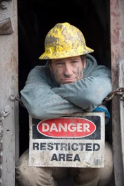 Mike Rowe of DIRTY JOBS during Rock Quarry episode in Monroe, WA.