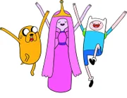 L-R:Finn (Jeremy Shada) , Princess Bubblegum (Hynden Walch), Jake (John DiMaggio)