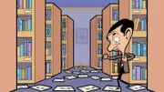 Mr. Bean bedient sich einer ungewöhnlichen Methode, um das Tanzen zu erlernen und dreht sich damit durch die Bibliothek.