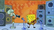 L-R: Squidward, SpongeBob