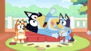 L-R: Bingo, Bandit, Bluey