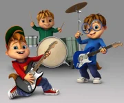 Alvin (li.), Simon (re.) und Theodore sind drei singende Streifenhörnchen, die bei ihrem Adoptivvater Dave leben.