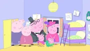 v.li.: Grandpa Pig, Granny Pig, Daddy Pig, Peppa Pig, George Pig, Mummy Pig