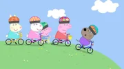 v.li.: Rebecca Rabbit, Suzy Sheep, George Pig, Peppa Pig, Danny Dog