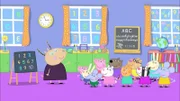 L-R: Madame Gazelle, George Pig, Richard Rabbit, Edmond Elephant, Peppa Pig, Suzy Sheep, Danny Dog, Candy Cat, Pedro pony, Zoe Zebra, Rebecca Rabbit, Emily Elephant