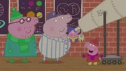 v.li.: Daddy Pig, Grandpa Pig, George Pig, Peppa Pig
