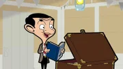 Als Mr. Bean in dem Strandhaus seine Truhe öffnet, findet er darin jede Menge Zaubersachen. Wurde die Truhe vertauscht?