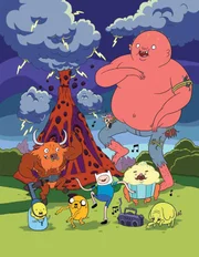 In the front, second and third from the left: Jake, Finn