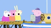 v.li.: Mummy Sheep, Mummy Pig, Miss Rabbit, Grandpa Pig