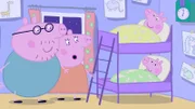 Daddy Pig (l.), Mummy Pig (2.v.l.), Peppa Pig (oben r.), George Pig (unten, r.)