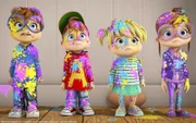 L-R: Simon, Alvin, Eleanor und Jeanette