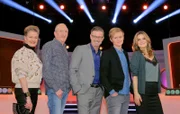Ratespiel mit Spaß und Schwindel, mit Michael Antwerpes, jeweils montags um 22:00 Uhr im SWR Fernsehen.  v.li. Ursula Cantieni, Mike Krüger, Michael Antwerpes, Pierre M. Krause und Kim Fisher.