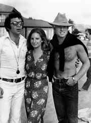 v.l.n.r.: Sydney Pollack, Barbra Streisand, Robert Redford