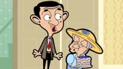 First from the left: Mr. Bean (voiced by Rowan Atkinson)