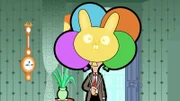 Ein neuer Trick muss her, um auf die Party zu gelangen. Mr. Bean versteckt sich hinter einigen Ballons, um nicht erkannt zu werden.