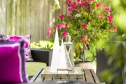 IMAX Regatta Steel and Glass Lantern, as seen on HGTV's Beachfront Bargain Hunt: Renovation Episode 107 with Wayfair.