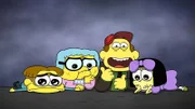 L-R: Cricket Green (Chris Houghton), Gramma Alice Green (Artemis Pebdani),  Bill Green (Bob Joles) and Tilly Green (Marieve Herington)