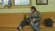 Mist Buckles, and her daughter Zeva, wait to see Dr. Dee to get their rabbit's staples out.