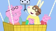 L-r: Daddy Pig, Mummy Pig, George Pig, Miss Rabbit, Peppa Pig