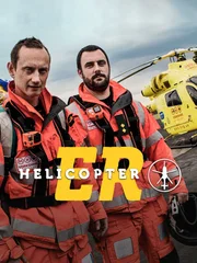 Andy and James stood in front of Yorkshire Air Ambulance.