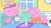 v.li.: Daddy Pig, George Pig, Mummy Pig, Peppa Pig