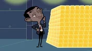 Mr. Bean träumt von einem riesigen Haufen Goldbarren.