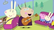 v.li.: Miss Rabbit, Madame Gazelle, George Pig, Richard Rabbit