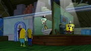 L-R: Squidward, SpongeBob