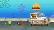 L-R: Squidward, SpongeBob, Mr. Krabs