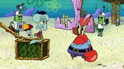 L-R: Squidward, Mr. Krabs
