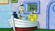 L-R: Squidward, SpongeBob