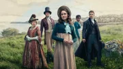 F.v. Lady Denham (Anne Reid), Tom Parker (Kris Marshall), Charlotte Heuwood (Rose Williams), Miss Lambe (Crystal Clarke) og Sidney Parker (Theo James)