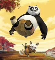 Meister Shifu (unten) sucht nach Mitteln und Wegen, um dem ungelenkigen Pandabären Po (oben) die Kunst des Kung Fu-Kampfes beizubringen ...