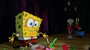 L-R: SpongeBob, Squidward, Mr. Krabs