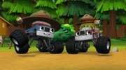 Im Pfadfindercamp findet ein großer Wettbewerb statt, bei dem sich die Truck-Rangers drei tolle Abzeichen verdienen können (l-r: Gus, Joe)