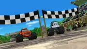 Blaze (li.) und Crusher (re.) treten beim Dracheninsel-Rennen gegeneinander an. Doch Crusher schummelt wieder...