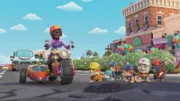 v.li.: Mr. Ducky Doo, Mayor Greatway, Rubble, Motor, Wheeler, Mix, Auntie Crane, Charger